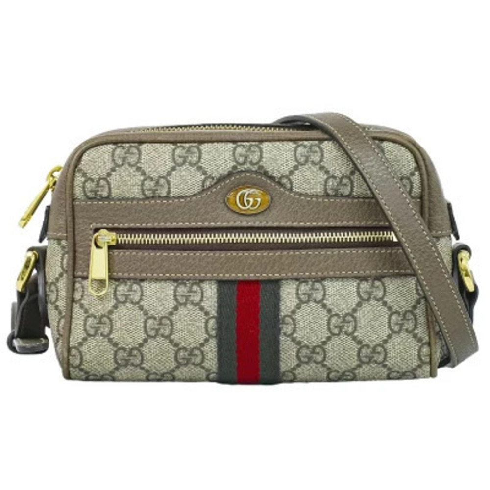 Gucci Shelly GG Supreme Shoulder Bag Canvas Leather Beige Brown